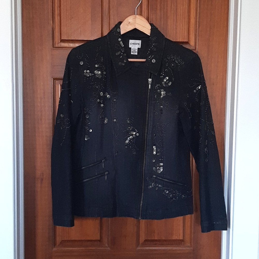CHICO'S Black Denim Women's Jacket